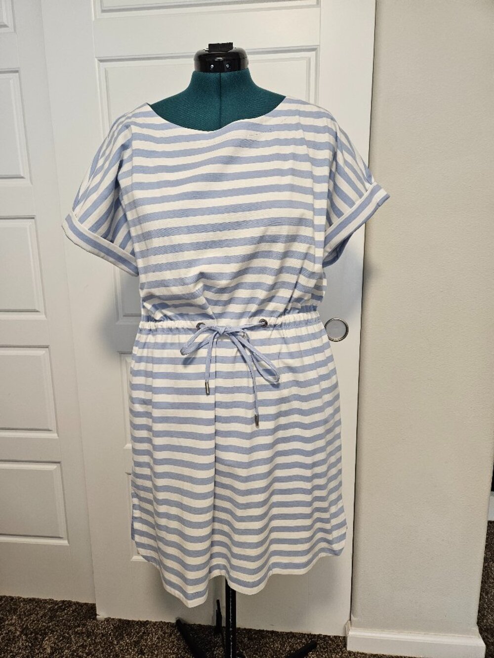 Tommy Bahama Amira Striped Short Cabo Blue Drawstring Short Dress XL